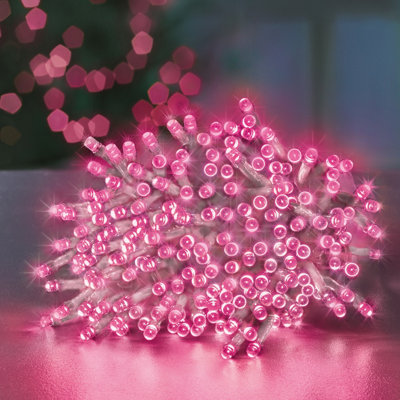 200 LED Supabrights Pink Multi-action 16M Lit Length Clear Cable