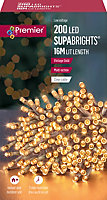 200 LED Supabrights Vintage Gold Multi-action 16M Lit Length Clear Cable