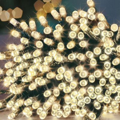200 LED Supabrights Warm White Multi-action 16M Lit Length Green Cable