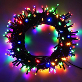 200 LEDs Multicolour Fairy String Lights Cool White Indoor/Outdoor Green Cable 8 Modes Mains Powered Memory Auto Timer