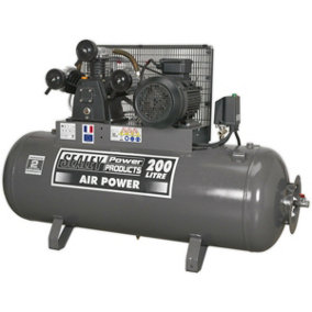 200 Litre Belt Drive Air Compressor - 3 Phase 5.5hp Motor - Triple Cylinder Pump