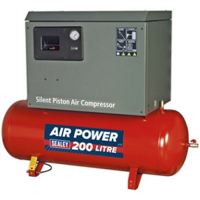 200 Litre Low Noise Belt Drive Air Compressor - Single Phase 3hp Electric Motor