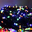 200 Multi-Coloured LED's Black Cable Connectable Outdoor Garden Party Waterproof String Lights (20m) Low Voltage Plug