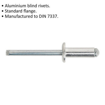 200 PACK 6.4mm x 19.5mm Blind Pop Rivets - Standard Flange Aluminium ...