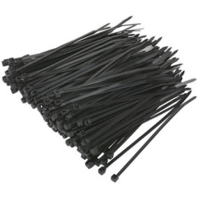 200 PACK Black Cable Ties - 100 x 2.5mm - Nylon 66 Material - Heat Resistant