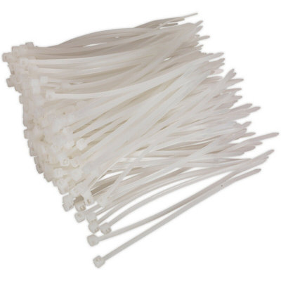 200-Pack Heat Resistant White Cable Ties - Durable Nylon 66 - 100 x 2.5mm