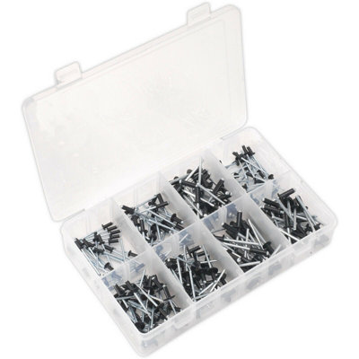200 Pack of Premium Black Anodised Rivets - Assorted Sizes for All Your ...