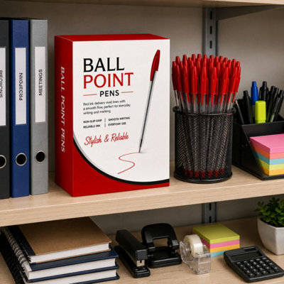 200 Pack Red Ballpoint Pens Crisp Red Ink Biros for Marking Editing ...