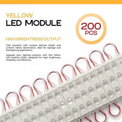 200 Pcs 1.5W 12V DC 7714 SMD LED Module for Signs Yellow Waterproof ...