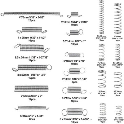 200 pieces spring assortment tension springs Various small tension and ...