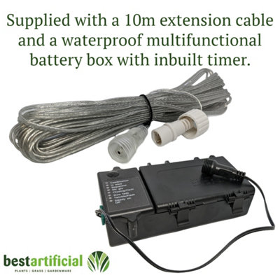 200 Warm White LED's 20m/65ft Clear Cable BATTERY Power Connectable Indoor Outdoor Waterproof String Lights Garden Party - 3