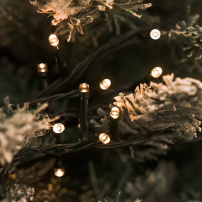 200 Warm White Multi-Function Xmas Battery Lights - Green Cable - 3