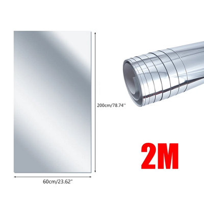 200 x 60cm Self Adhesive Mirror Wall Sticker for Room and Bathroom Decor