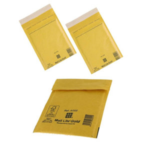 200 x Gold Mail Lite J/6 (300 x 440mm) Padded Postal Bubble Lined Envelopes