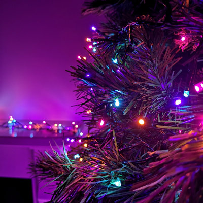 2000 LED 25m Premier Christmas Outdoor Cluster Timer Lights in Rainbow - 4