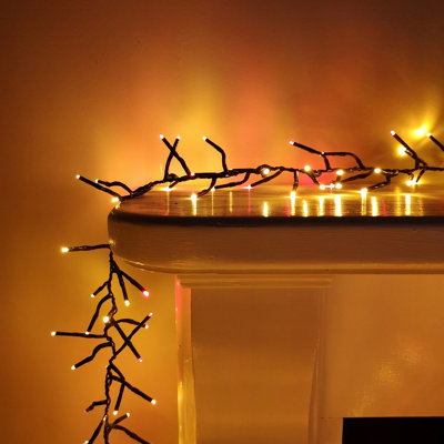 2000 LED 25m Premier Christmas Outdoor Cluster Timer Lights Red & Vintage Gold