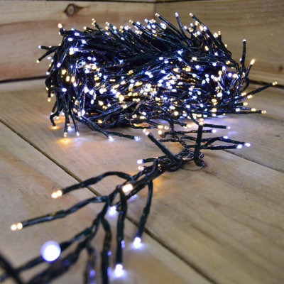 2000 LED (25m) Premier Cluster Christmas Tree Lights - Timer - Cool & Warm White - 6