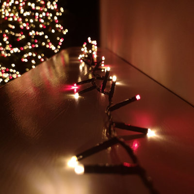 2000 LED 50m Indoor Outdoor Christmas Multi Function Mains Operated String Lights with Timer in Red & Vintage Gold
