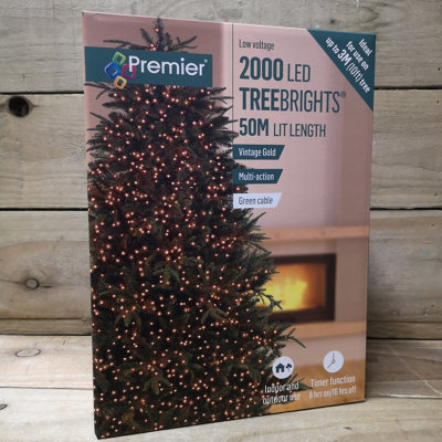 2000 LED 50m Premier TreeBrights Indoor Outdoor Christmas Multi Function Mains Operated String Lights Timer Vintage Gold - 5