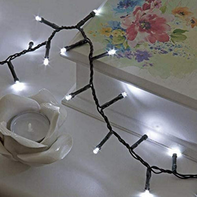 2000 LEDs Cool White Compact Lights Green Cable with 8 Effects Multifunction Auto Memory Indoor/Outdoor Christmas Home Decorations