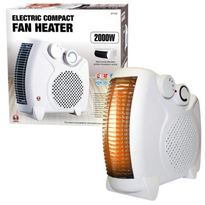 Fan Heater, Energy-saving, 2000 W, 120 Portable Fan Heater With 2 Heat  Settings, Adjustable Thermostat, Eu Plug