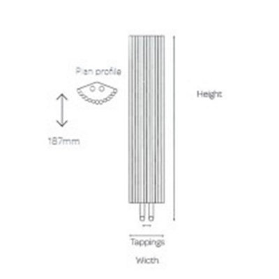 2000mm (H) x 276mm (W) - Corner Vertical Anthracite Radiator - (2m x 0.276m)