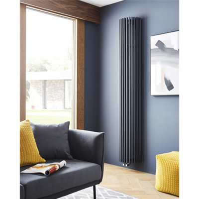 2000mm (H) x 351mm (W) - Curved Vertical Anthracite Radiator - (2m x 0 ...