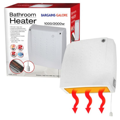 2000w Bathroom Kitchen Fan Heater - Electric Down Flow Downflow Wall Mounted 2kw Over Heat Protection Energy Saving Indoor Winter