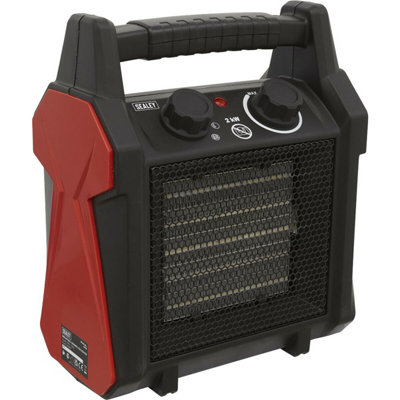 2000W Industrial Ceramic Fan Heater - 2 Heat Settings - Thermostat Control