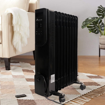 2000W Oil Filled Radiator 9 Fin Portable Heater With Timer Remote Control