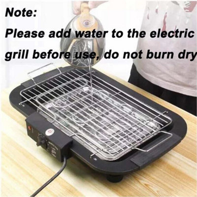 2000W Smokeless Electric BBQ Grill Black 6 Temp