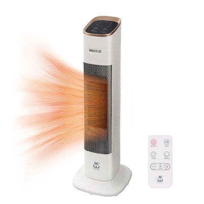 2000W Standing Heater 625mm x 223mm, Ceramic Heating, Remote | DIY at B&Q