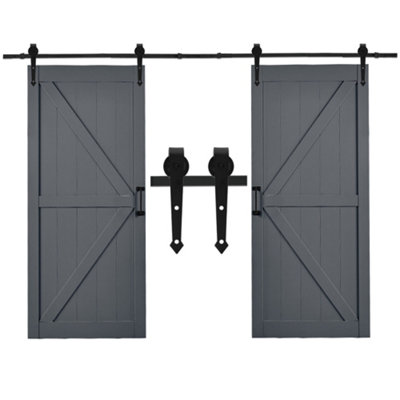 200cm Black Sliding Barn Door Kit Carbon Steel Internal Door Track Hardware Kit Closet Rail Sliding Kit