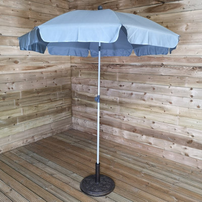 barst Niet genoeg fusie 200cm Parasol Umbrella with Tilt Action in Grey for Garden or Patio | DIY  at B&Q