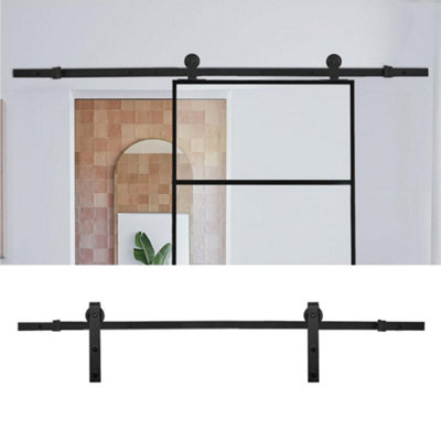 200cm Sliding Barn Door Kit Carbon Steel Internal Door Track Hardware Kit Closet Rail Sliding Kit for Single Door