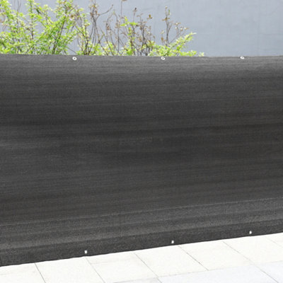 200g/m² Black Fabric Balcony Garden Privacy Screen Windbreak Fence 1x25M