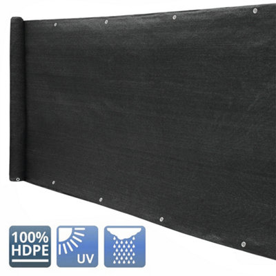 200g/m² Black Fabric Balcony Garden Privacy Screen Windbreak Fence 1x30M