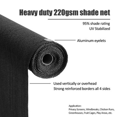 200g/m² Black Fabric Balcony Garden Privacy Screen Windbreak Fence 1x30M - 5