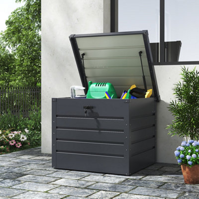 200L Metal Garden Storage Box with Twist Grip Cylinder Lock, and Anthracite Finish