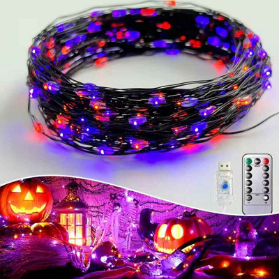 200LED Purple String Lights 20m Black Wire 8 Modes Indoor Outdoor ...