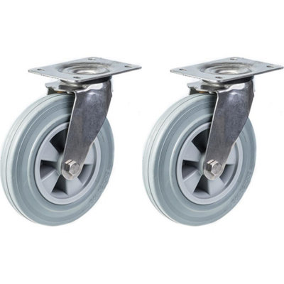 200mm 8" stainless steel castor grey rubber, swivel, 410kg, set of 2