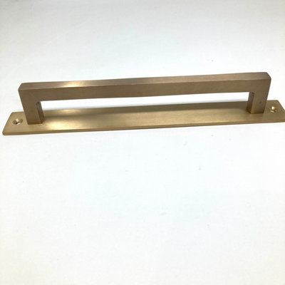 200mm Aged Brass Unlacquered Square Backplate Handle