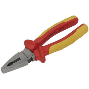 200mm Combination Pliers - Serrated Jaws - Hardened Cutting Edges - VDE Approved