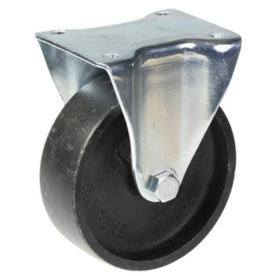 200mm fixed castor with grey cast iron wheel