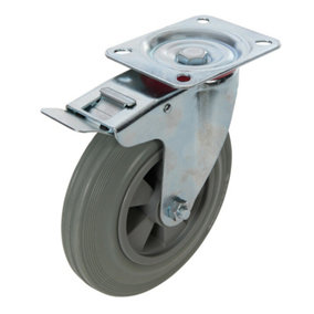 200mm HEAVY DUTY Castor Wheel 200KG Limit Swivel & Brake Non Marking Spare Tyre