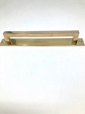 200mm Polished Brass Unlacquered Square Backplate Handle