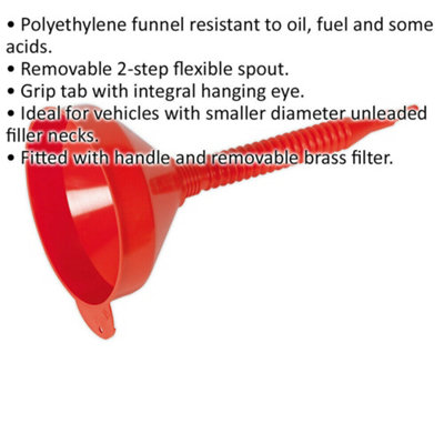 200mm Polyethylene Funnel with Flexible Spout and Filter - Ideal for ...