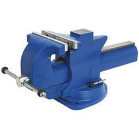 200mm Quick Action Swivel Base Vice - 254mm Jaw Opening - Serrated Steel Jaws