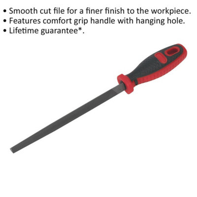 200mm Smooth Cut 3-Square Engineers File - Comfort Grip Handle - Hanging Hole