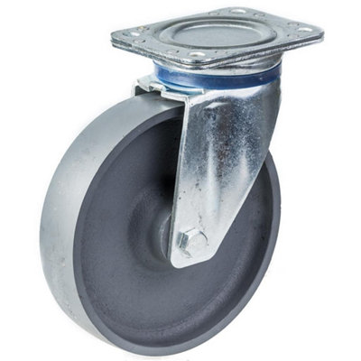 200mm swivel castor with grey cast iron wheel